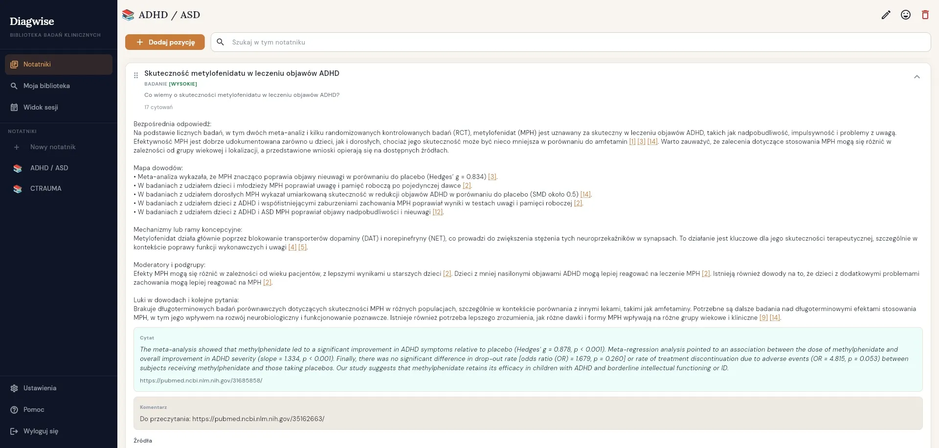 Narzędzie do przeglądu badań ADHD autyzm — wyniki z bezpośrednią odpowiedzią, mapą dowodów i weryfikowalnymi cytatami PubMed
